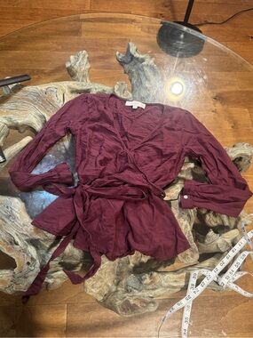 LOFT Wrap Blouse in Burgundy